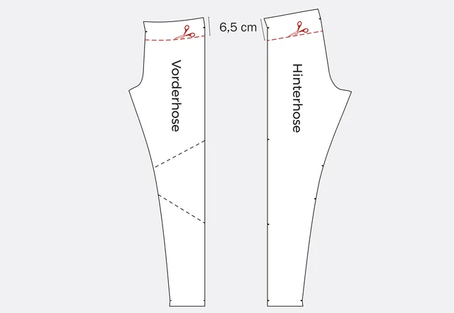 Schnittmuster Bikerleggins Tara Bund abschneiden
