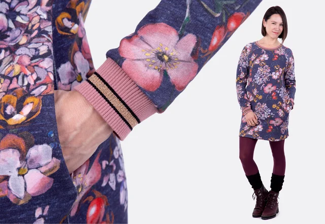 Sweatkleid mit Nahttasche nähen Anleitung Schnittmuster