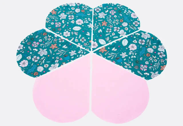 Blumenuntersetzer nähen kostenloses Schnittmuster Schnittteile