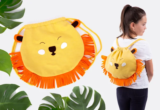 Turnbeutel selber nähen, Kinderrucksack Löwe