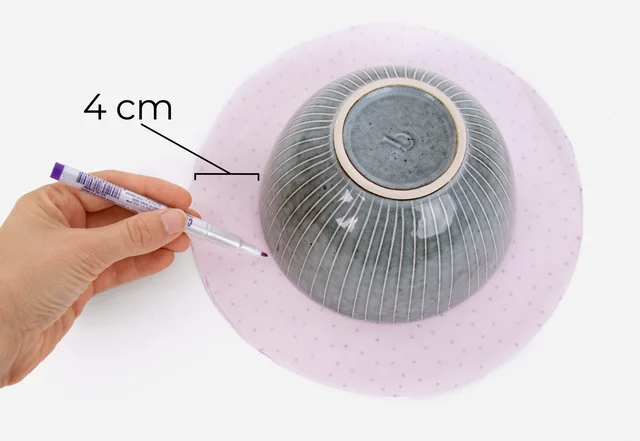 Schüsselabdeckung nähen Vorlage vorbereiten