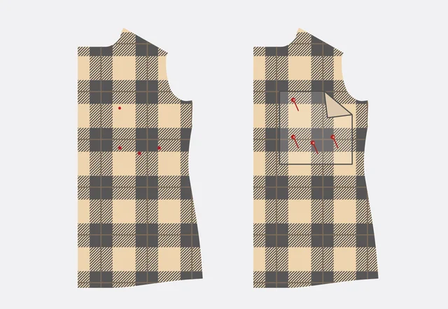 Hemdtasche Karomuster Stoff abrichten Hemdtasche Karomuster Stoff abrichten