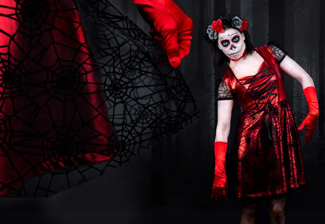 Halloween Verkleidung Zombie Totenkopf Kleid Spinnennetz