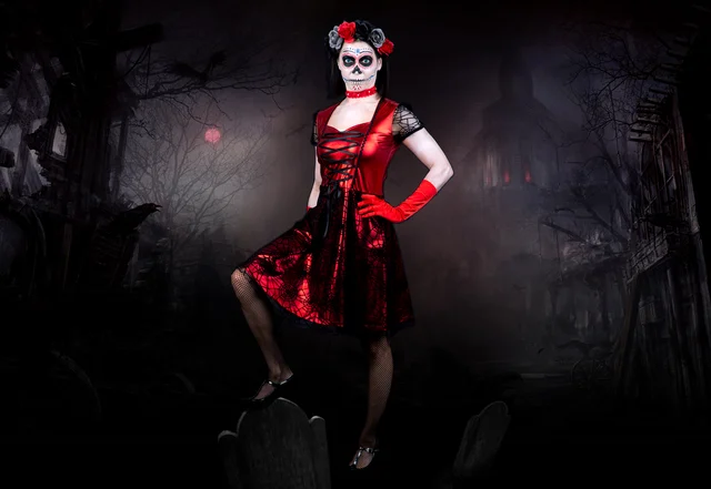Tag der Toten gruseliges Kostüm Halloween Kleid DIY Tag der Toten gruseliges Kostüm Halloween Kleid DIY