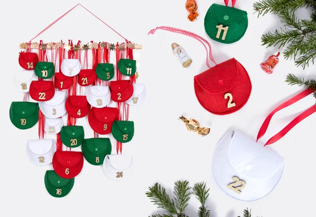 Adventskalender Freebie kosentlose Vorlage Filztaschen selbernähen