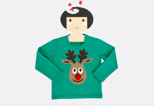 Weihnachtspullover Kinder selbernähen Anleitung Rentier