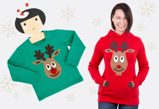 Weihnachtspullover Nähen Anleitung Rentier Applikation