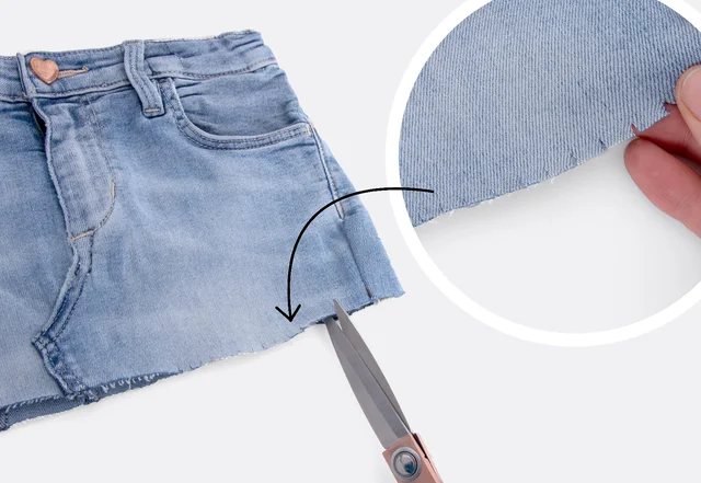 Upcylcing Utensilo nähen - Kante einschneiden