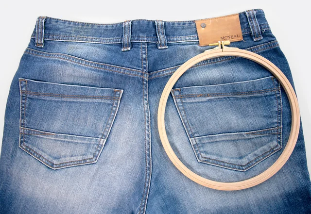Jeans Upcycling Stickrahmen Anleitung