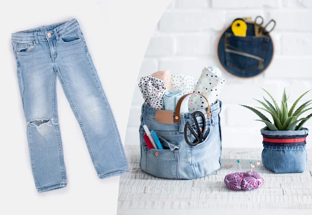 Anleitung Jeans Upcycling Stoffkorb nähen