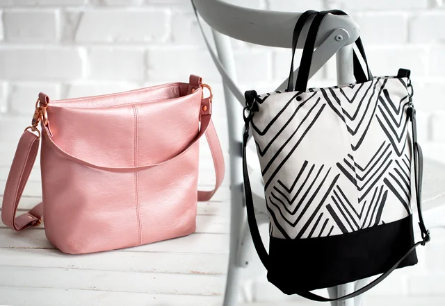 Schnittmuster Umhängetasche-Shopper aus Kunstleder oder Filz mit Teilung selbernähen