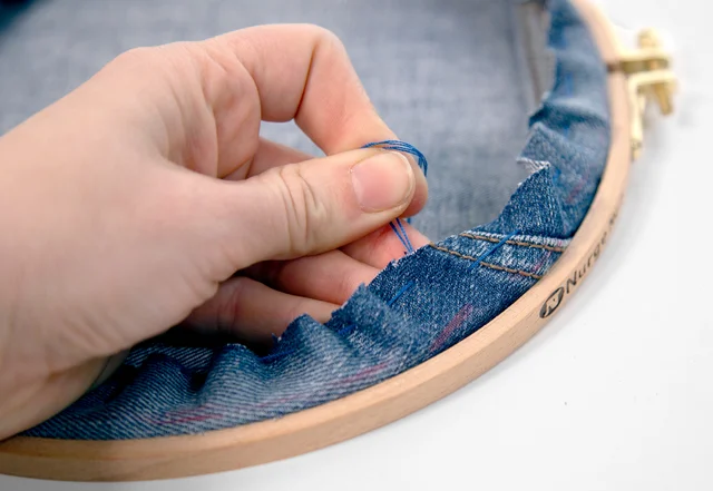 Stickrahmen Stoff raffen zusammenziehen DY-Tutorial