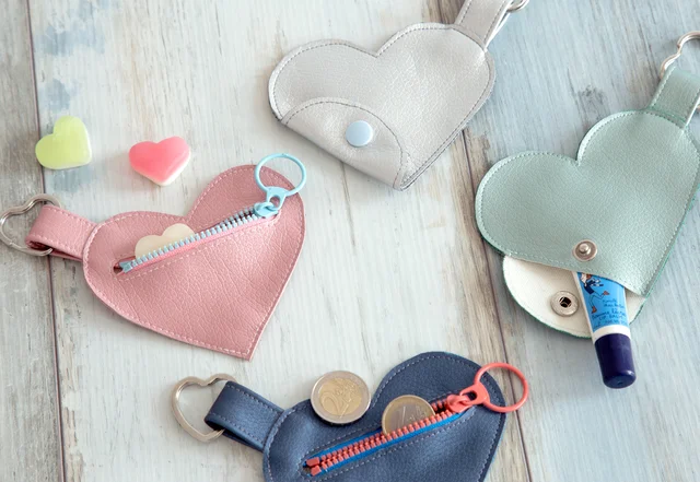 Herztäschchen mit Reißverschluss oder Druckknopf