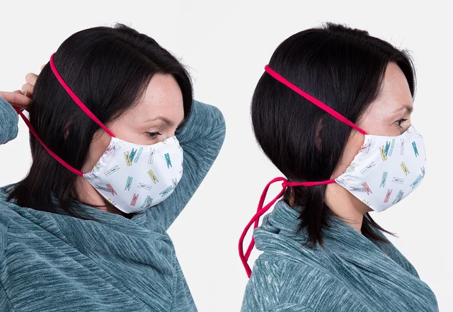 Nähanleitung Behelfsmaske mit Jerseyband am Kopf anpassen