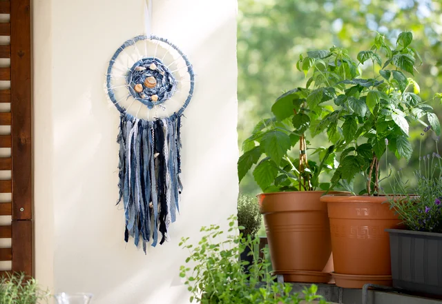 Balkon Nähideen Traumfänger Jeans Upcycling