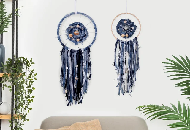 Upcycling Jeans Traumfänger DIY gratis Anleitung Upcycling Jeans Traumfänger DIY gratis Anleitung
