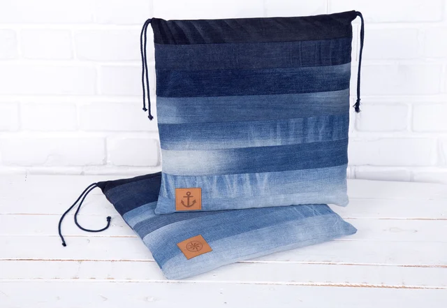 Jeans Upcycling Sitzkissen Patchwork DIY