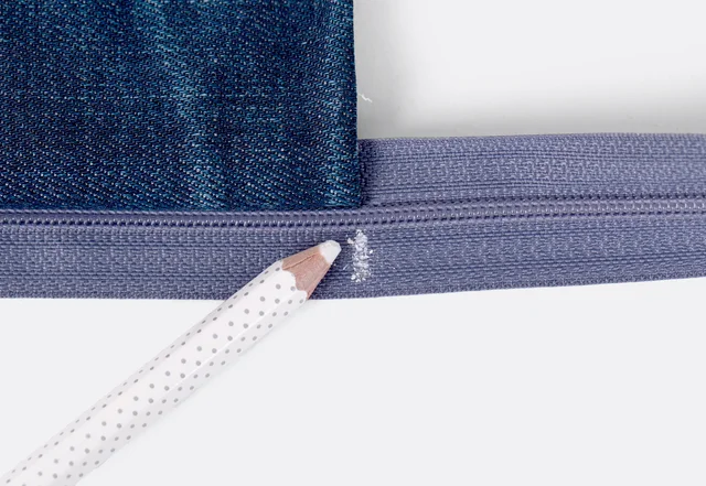 Patchwork Sitzkissen - Reißverschluss Markierung setzten