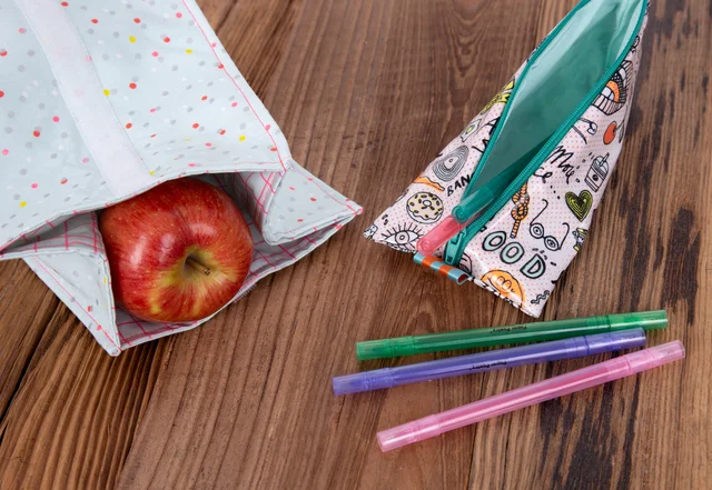 Nähanleitung Schulanfang Tetraeder Stiftetasche Lunchbag DIY
