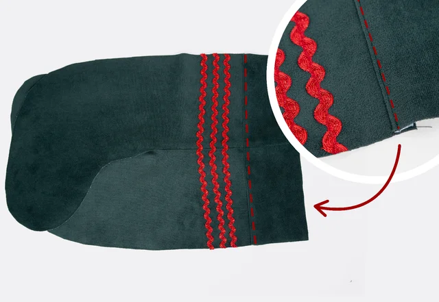 Nikolausstiefel nähen - Schaft absteppen