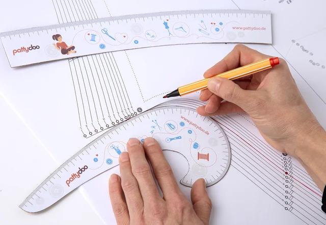 Jeans Schnittmuster pattydoo Kurvenlineale gratis Schnittanpassung einfach