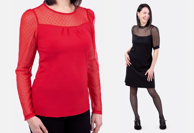 Schnittmuster Damenshirt mit Puffärmeln aus Tüll festliches Outfit