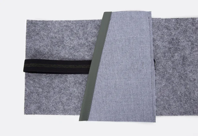 Tablethülle selber nähen: Gummi und Tasche aufnähen