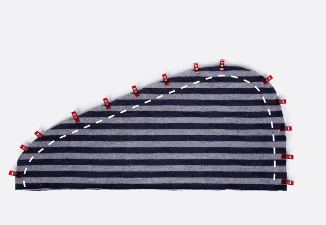 Turban Handtuch rechts auf rechts aufeinander nähen