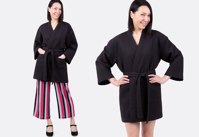 Schnittmuster Sommerjacke Morgenmantel halblang selber nähen Schnittmuster Sommerjacke Morgenmantel halblang selber nähen
