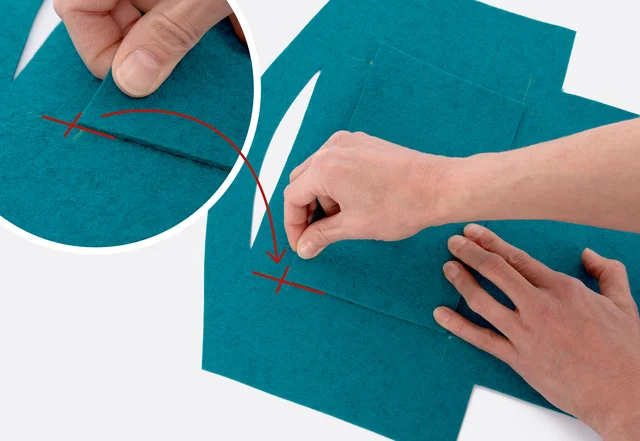 Filz-Taschenorganizer: Innenfächer übertragen