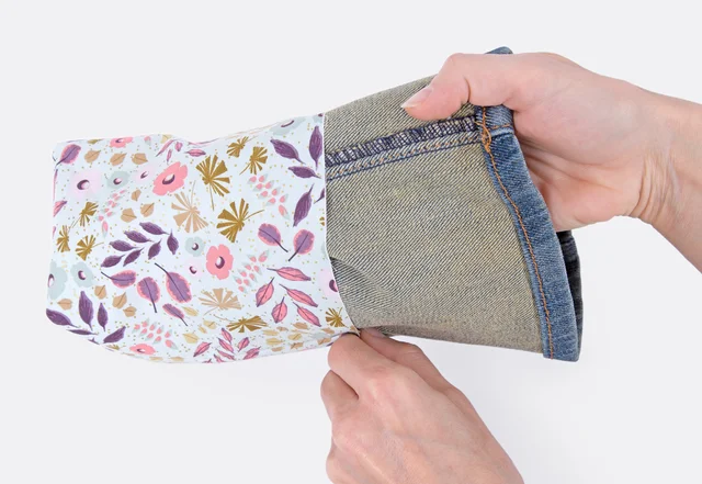 Upcycling Hosenbein Futter ineinander stecken