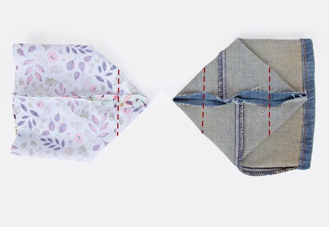 Jeanshose und Futterstoff Boden abnähen