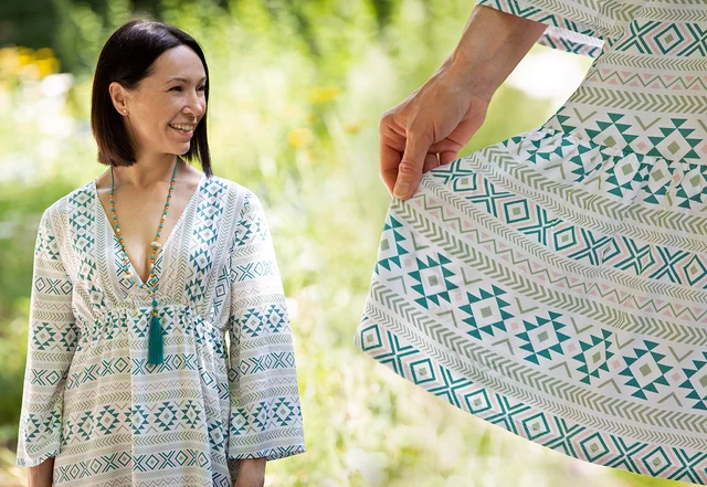 pattydoo Stoffkollektion Boho Vibes grün rosa Tunika Olivia nähen