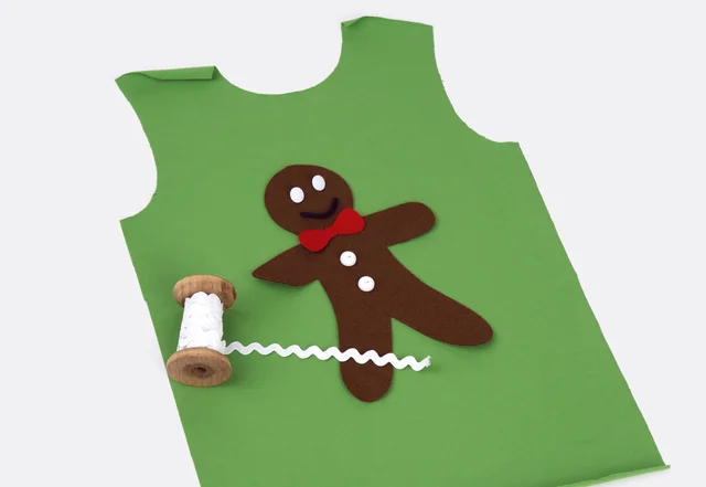 Anleitung Weihnachtsshirt Lebkuchenmann mit Zackenlitze DIY