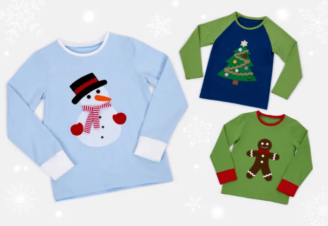 Kinder Weihnachtspullis mit Applikation nähen Anleitung