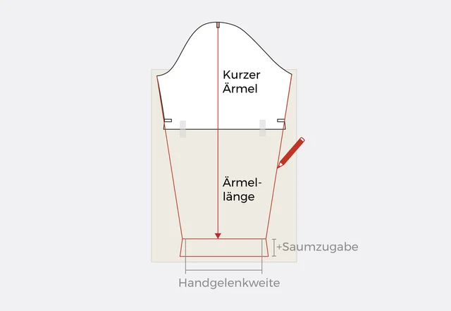 Anleitung kurzen Ärmel Schnittmuster verlängern
