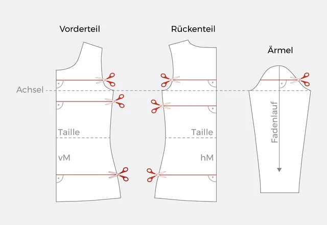 Schnitt Oberteil für Langgröße anpassen Anleitung