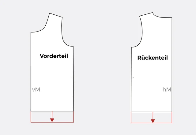 Schnittmuster Länge anpassen Oberteil gerade