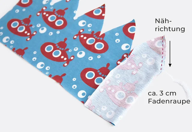 kostenloses Schnittmuster Kindermütze Schnittteile zusammennähen