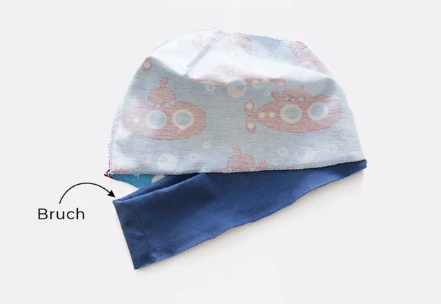 kostenloses Schnittmuster Wendemütze Umschlagstreifen anstecken