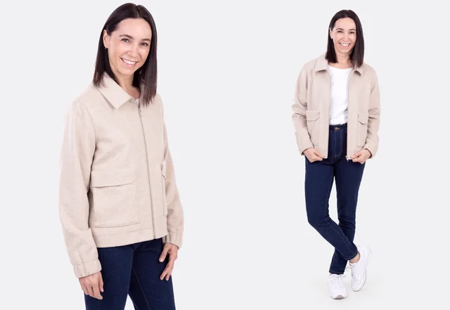 Elegante Flanelljacke mit Kragen und Reißverschluss nähen