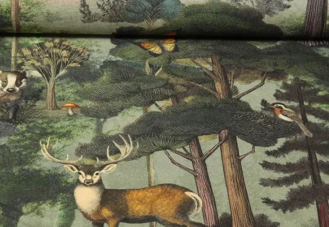 Baumwoll-Canvas - Digitaldruck Im Wald Grün