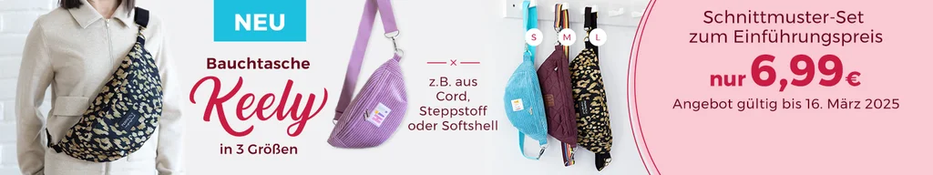 Schnittmuster Bauchtasche "Keely" in 3 Größen selber nähen