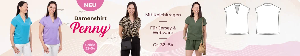 Schnittmuster Damenshirt "Penny" mit Kelchkragen