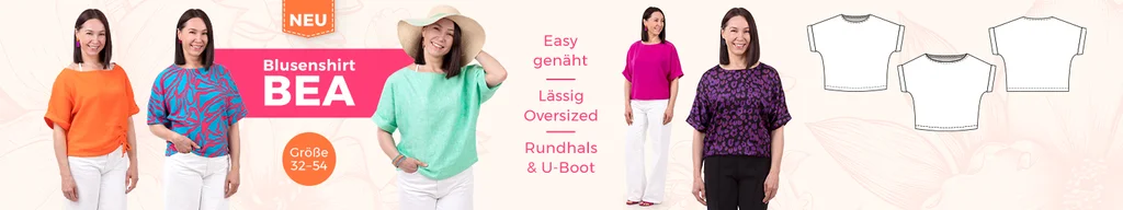 Schnittmuster Blusenshirt "Bea" zum selber nähen mit Nähvideo