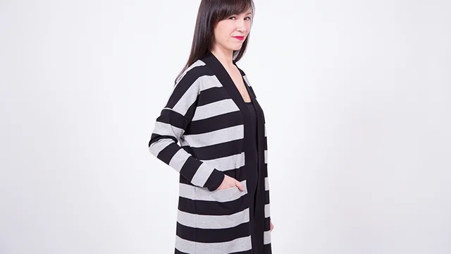 Cardigan Nahttasche nähen Streifen