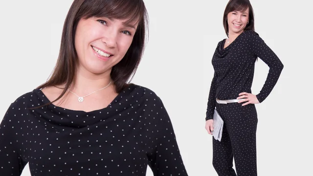 Nähanleitung Schnittmuster Jumpsuit mit Wasserfallausschnitt