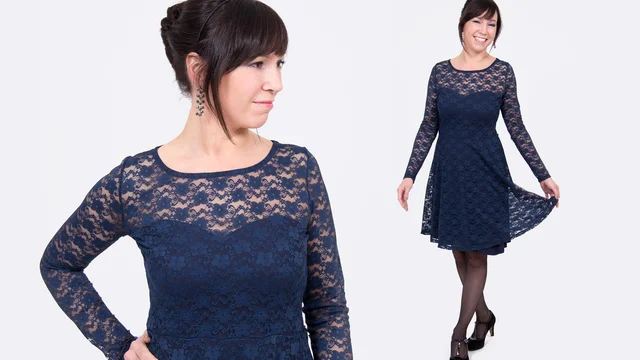 Nähanleitung Jerseykleid mit Spitze nähen Nähanleitung Jerseykleid mit Spitze nähen