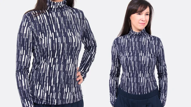 Nähanleitung Shirt mit kleinem Rollkragen