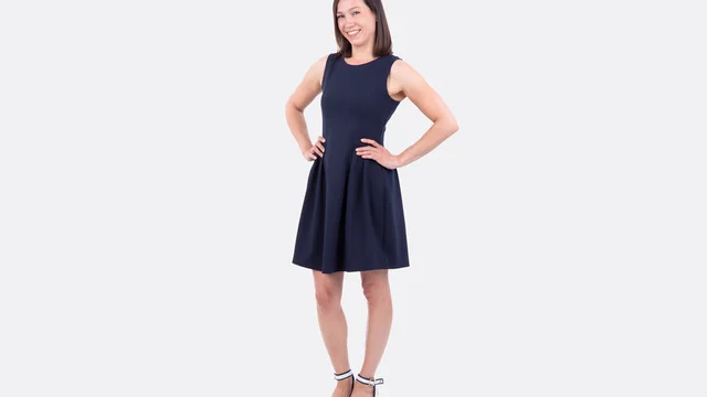 Schnittmuster Damenkleid maritim aus Jacquard-Jersey mit Videroanleitung Schnittmuster Damenkleid maritim aus Jacquard-Jersey mit Videroanleitung